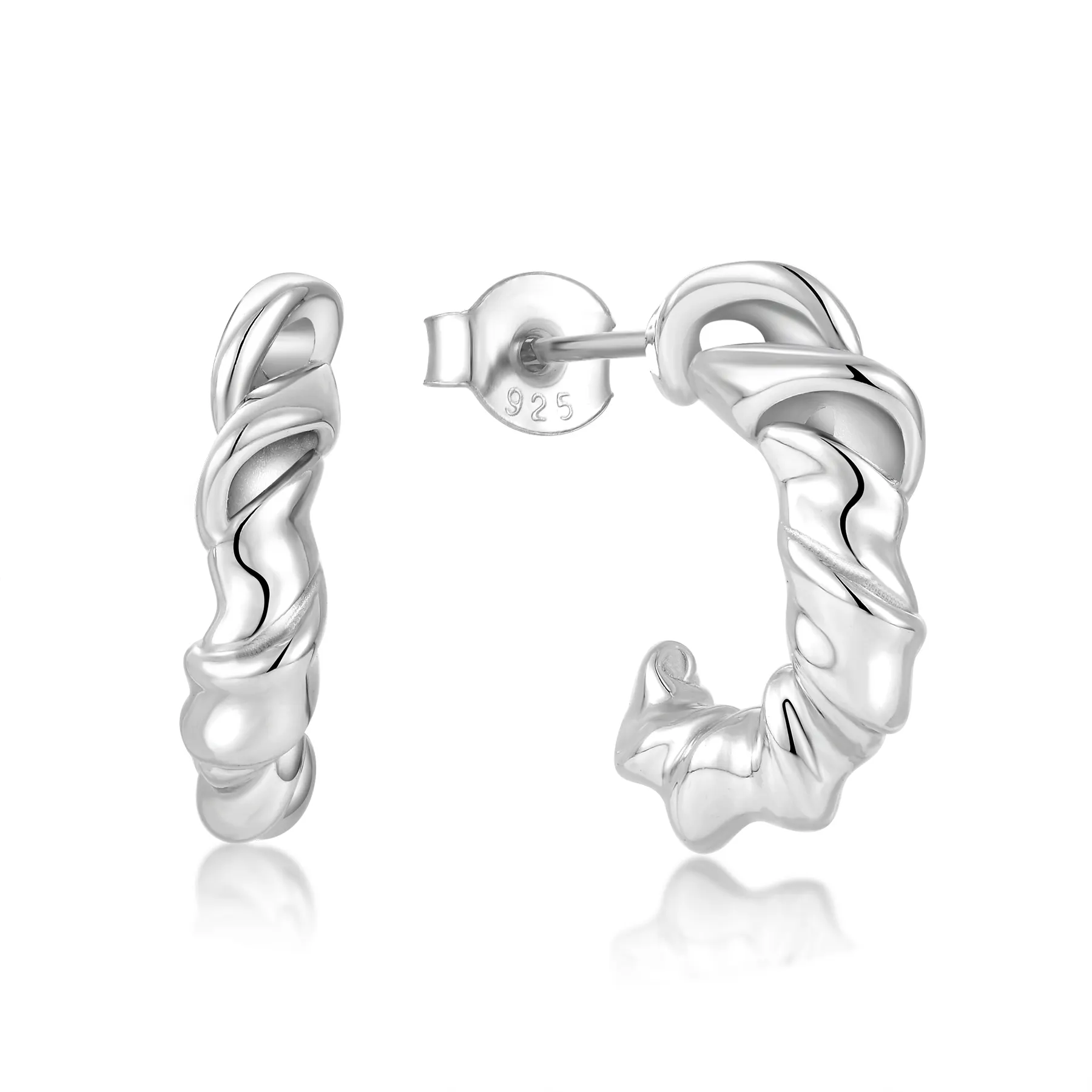 Fabrieksgroothandel Hypoallergene Twist Gerimpelde Oorbellen 925 Sterling Zilveren Trend Minimalistische Gedraaide Oorringen