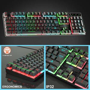 Teclado con cable RGB para ordenador, combo de ratón, Reino Unido, inglés, francés, coreano, ruso, español, portugués, RGB, teclado y ratón - Product Image 3