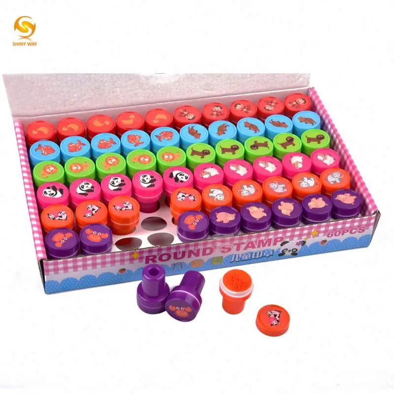 Shinyway-sello de plástico autoentintable para niños, caja de color personalizada, nuevo diseño