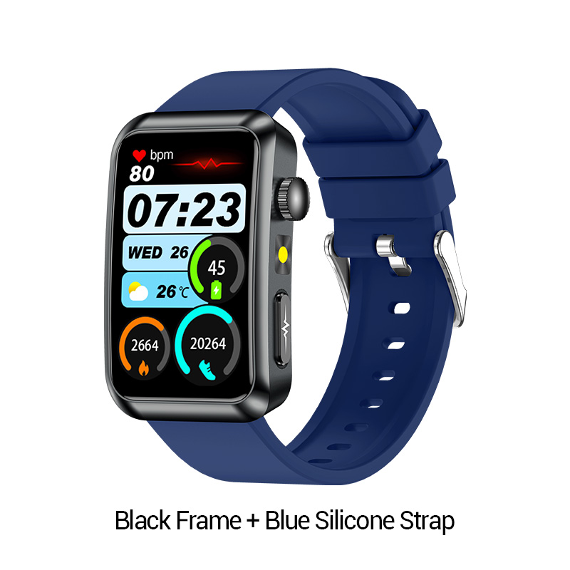 Cadre noir + bracelet en silicone bleu