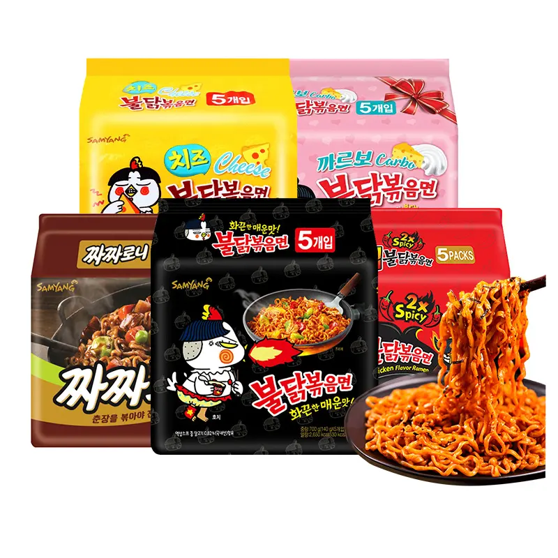 Atacado Personalizar Halal Hot Frango Picante Sabor Coreano Ramen Instant Noodles