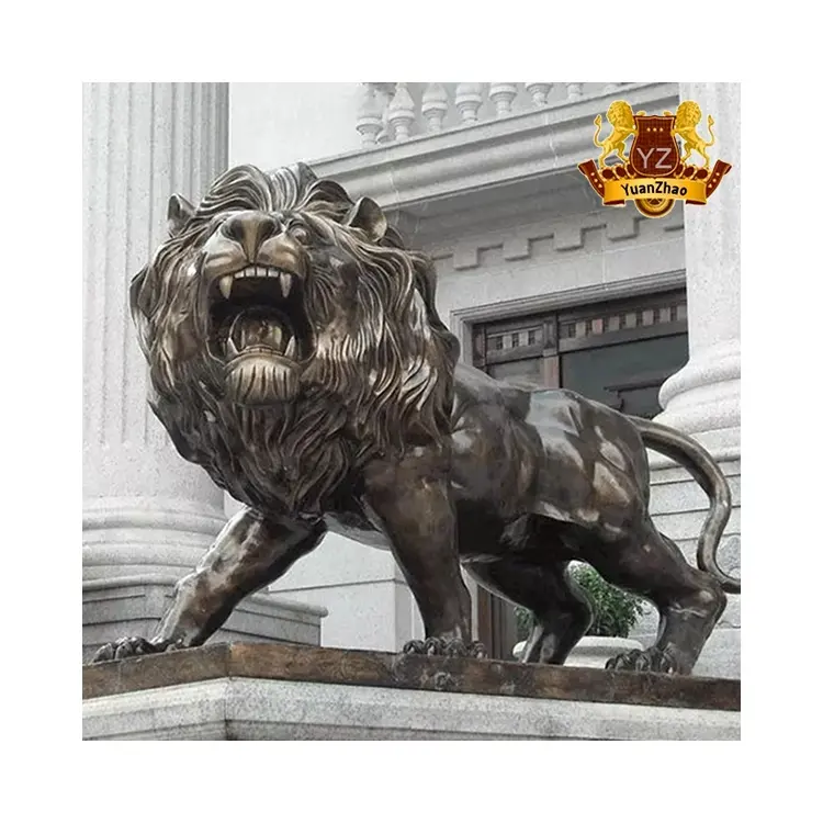 Escultura de metal de bronze de leão, novo produto, escultura de animais em formato de leão