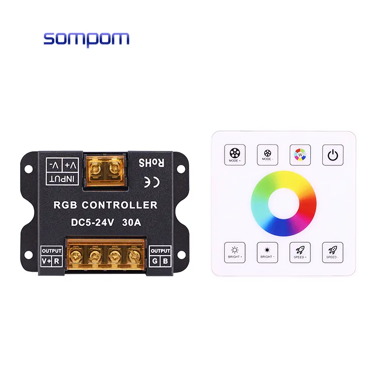 Controlador de atenuación LED con Panel táctil completo para RGBWC/RGBW, funda de hierro de alta potencia, 5V, 12V, 24V, 30A, 40A, 50A, RGB