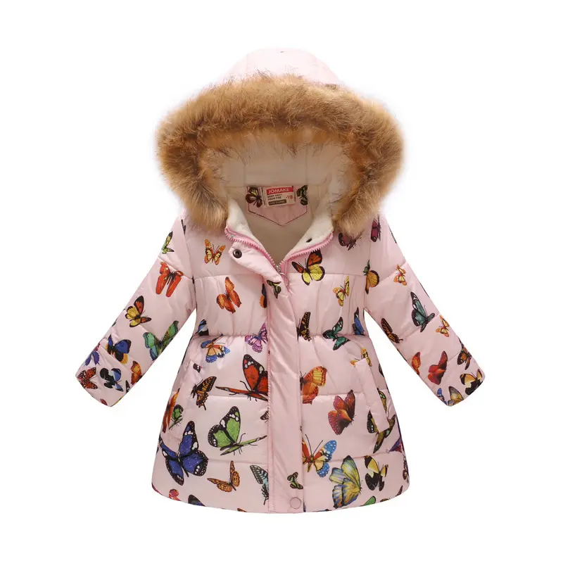Cappotti invernali per bambini giacche e cappotti con cappuccio per ragazze dei cartoni animati stampati alla moda con pelliccia
