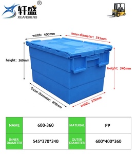 Heavy Duty Logistics Storage <strong>Stack</strong> <strong>Nest</strong> Turnover Tote Bins Plastic Moving <strong>Crate</strong> with Lid Rectangle Solid Wall Large Box - Product Image 2