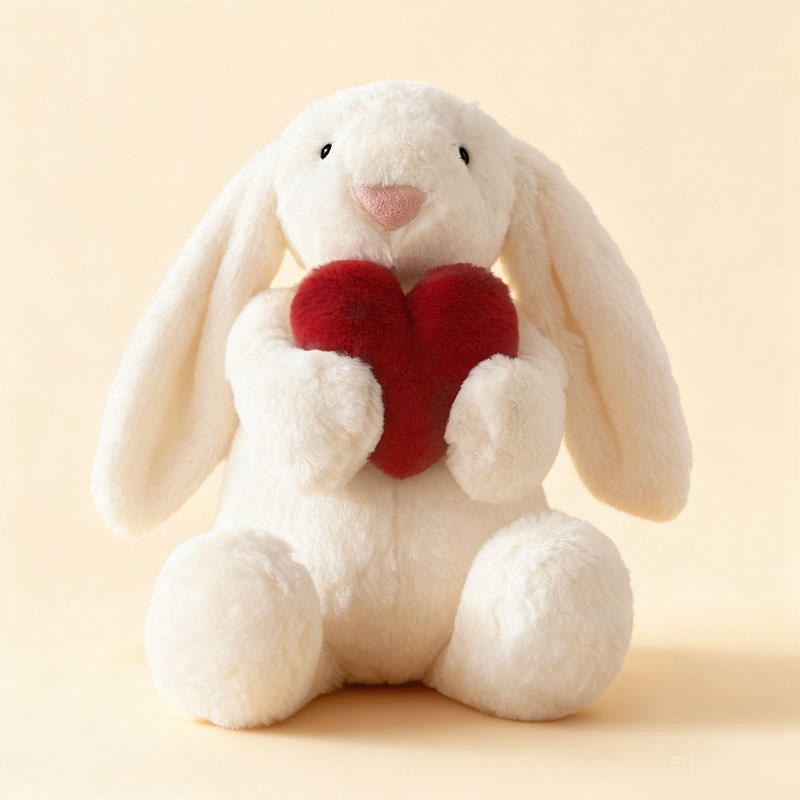 Lapin aux oreilles tombantes en forme de coeur blanc cassé