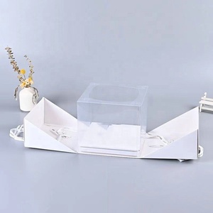 Custom Iredecent Gable Cardboard Small Classy 25X25 Transparent Bakery Cake <strong>Box</strong> With Handle - Product Image 5