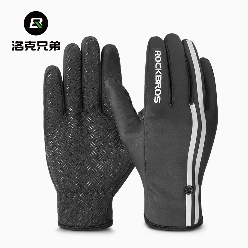 ROCKBROS — gants chauds pour moto, accessoire pour course, écran tactile, antidérapants, doigt complet, hiver