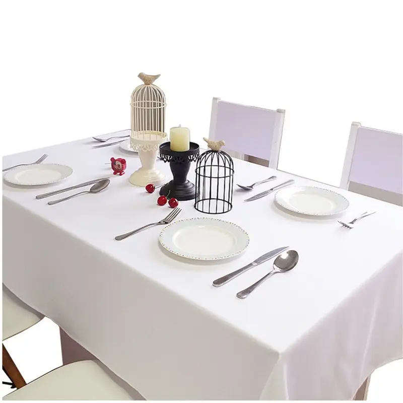 Hot Sale Rechteck Tischdecke Tischwäsche Party Tischdecken rechteckige Hochzeit Luxus weiße runde Tischdecke