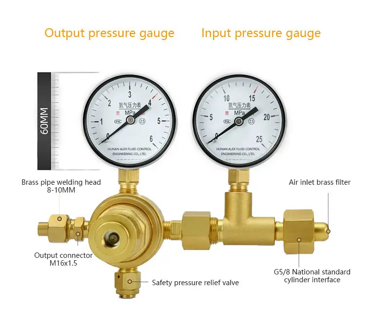 Regulador de oxígeno de alta presión regulador de gas protector y control regulador de presión de material de latón 370