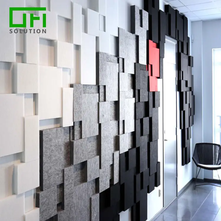 Paneles acústicos de pared de fieltro PET, fibra de poliéster reciclada, absorción de sonido del 100%, cancelación de ruido