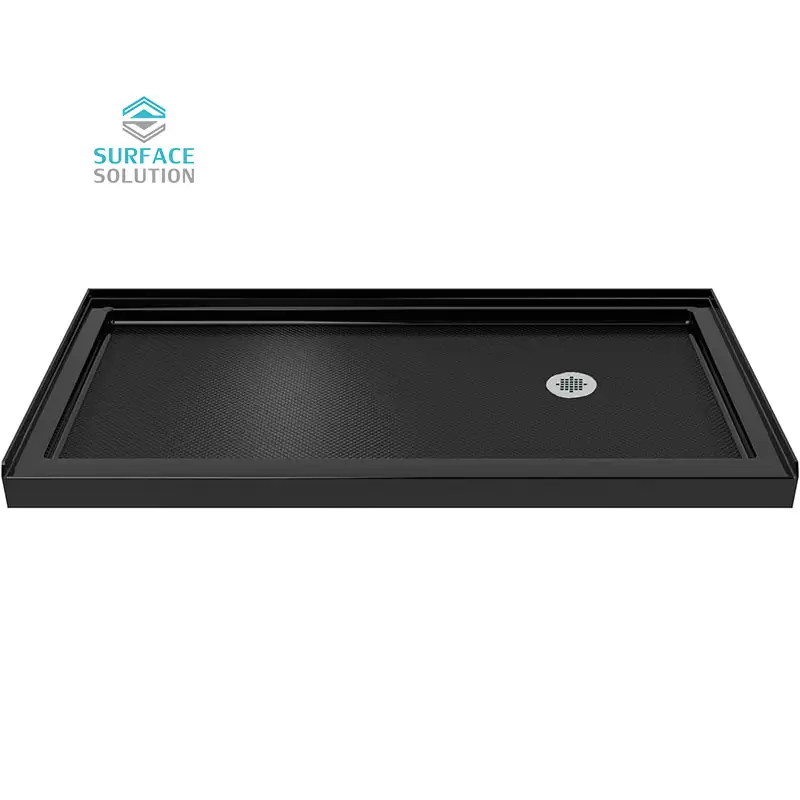 Haute Qualité Solide Surface Seuil Salle De Bains Rectangle Blanc Noir Acrylique Douche Surround Plateau