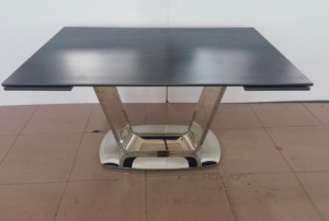 工厂定制多功能现代可调玻璃设计餐桌 - Product Image 5
