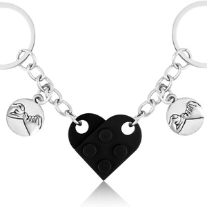 Jinzhu2 זוגות בניין וו בלוקים, keychains מפתחות יום של ולנטיין, שרשראות מפתח יומיות, תיקי גב