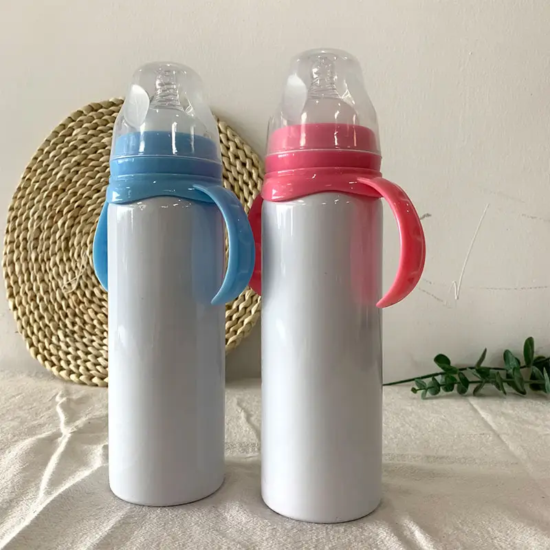 Taza flexible de acero inoxidable de doble pared, prensa de calor artesanal, blanco, sublimación, botella de bebé para sublimación