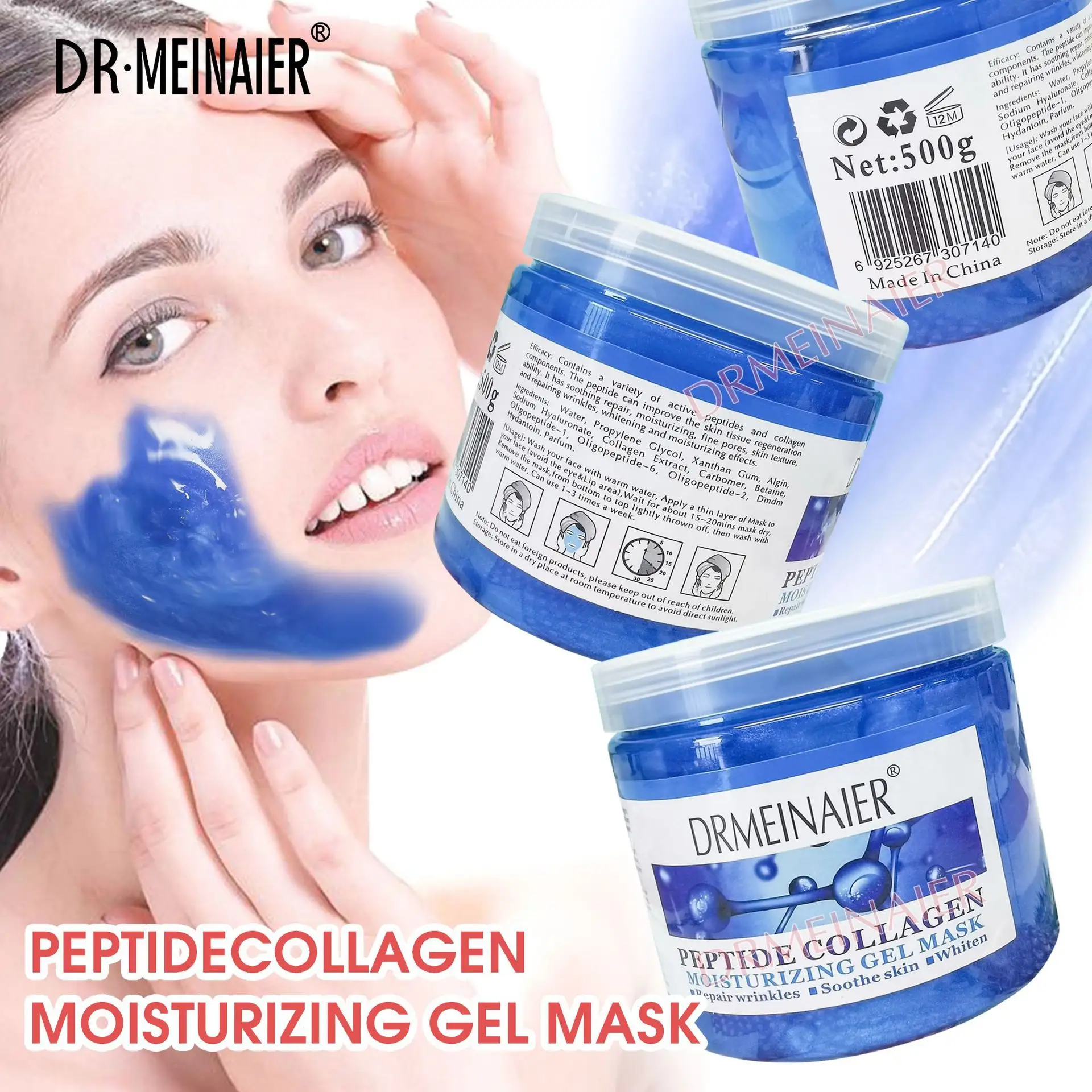 500g SPA Naturel Organique Gelée Rose Masque Éclaircissant Nettoyage En Profondeur Masque Visage Gel Collagène Réparation Anti-Rides Masque Facial