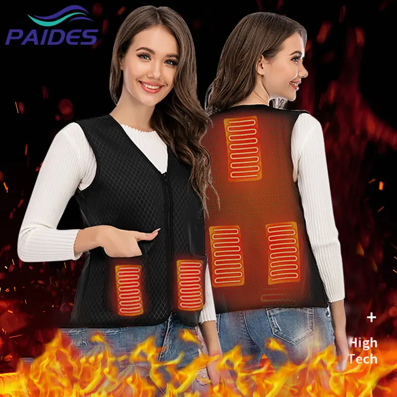 Chaleco cálido de alta calidad con USB para mujer, chaqueta con carga y ajuste de tres velocidades, 5V/2022, 7,4