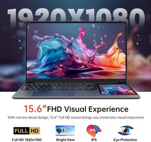 מחשב נייד מסך כפול 15.6 "מסך lcd + 7" מסך מגע n100 512gb סטודנט מחשב נייד עסקים נייד פנס אחורי win11 pro
