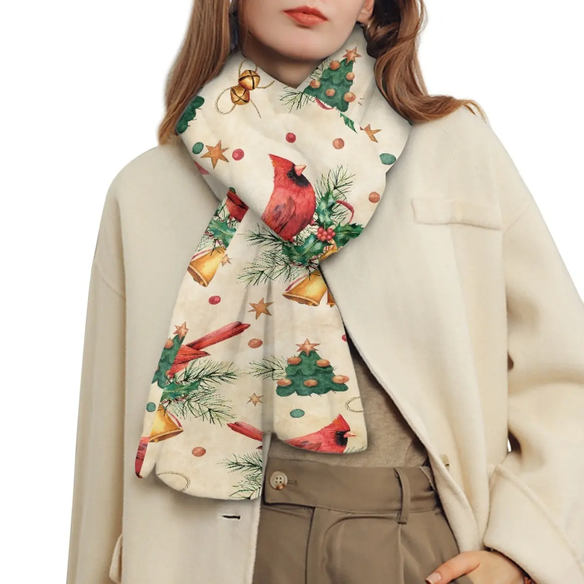 Bufanda tejida cálida y de moda con estampado navideño, el mejor regalo de Navidad para familiares y amigos en invierno