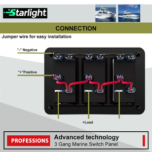 3 gang 12V không thấm nước Rocker chuyển đổi bảng điều chỉnh với kép màu xanh LED pre-có Dây Led Light <span class=keywords><strong>Bar</strong></span> điều khiển cho Jeep rzr ATV thuyền Marine - Product Image 5
