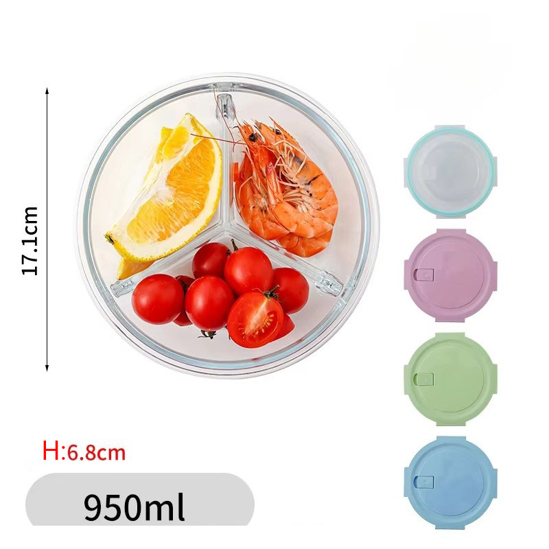 Transparent round 950ml(3 Compartments)