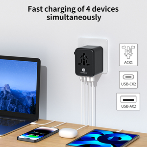 อะแดปเตอร์สำหรับเดินทางระหว่างประเทศชนิด C ไปยัง USB 3.1 20W ฟังก์ชั่น PD 2 USBA + 2 usbc สำหรับกล้องแล็ปท็อป - Product Image 3