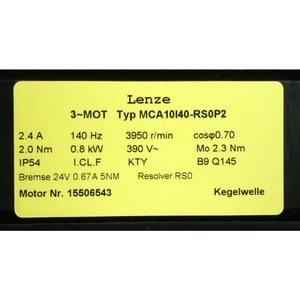 Nuovo MCA10I40-RS0P2 MCA 10I40-RS0P2 servomotore 0.8kW 390V 3950rpm un anno di garanzia