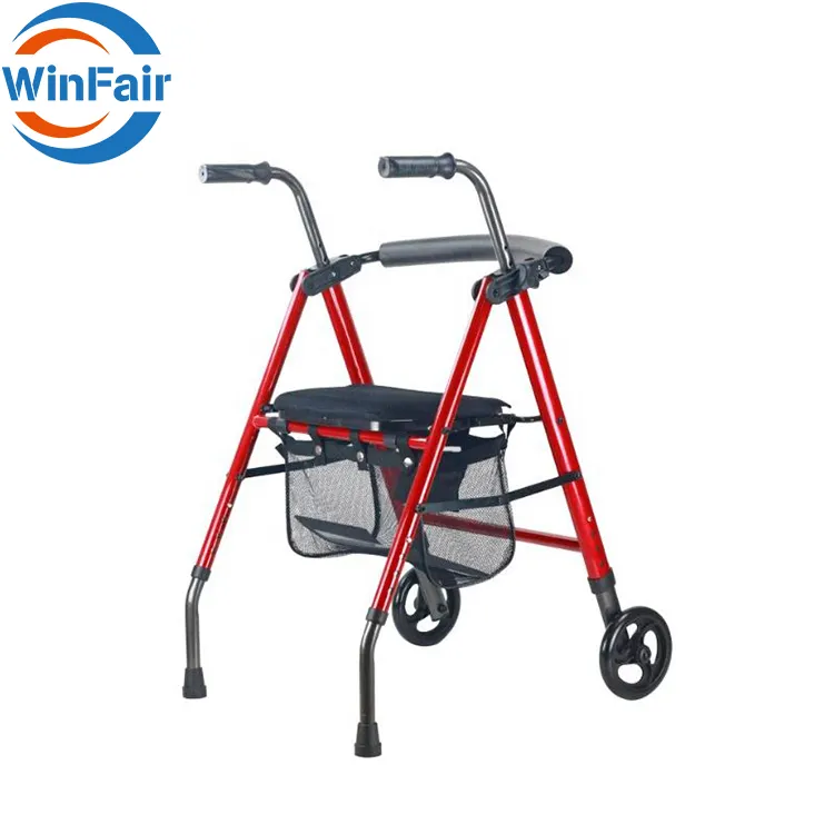 WinFair Rollator, andador de ayuda para caminar con ruedas para adultos, ancianos, personas mayores con asiento, bolsa de compras ajustable, ayuda para caminar