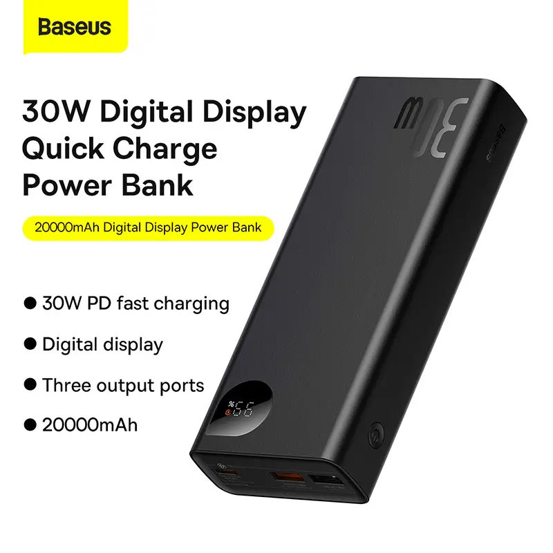 Baseus Power Bank 20000 mAh caricabatterie esterno portatile 20000 mAh Powerbank PD carica rapida per iPhone 12 Xiaomi Poverbank