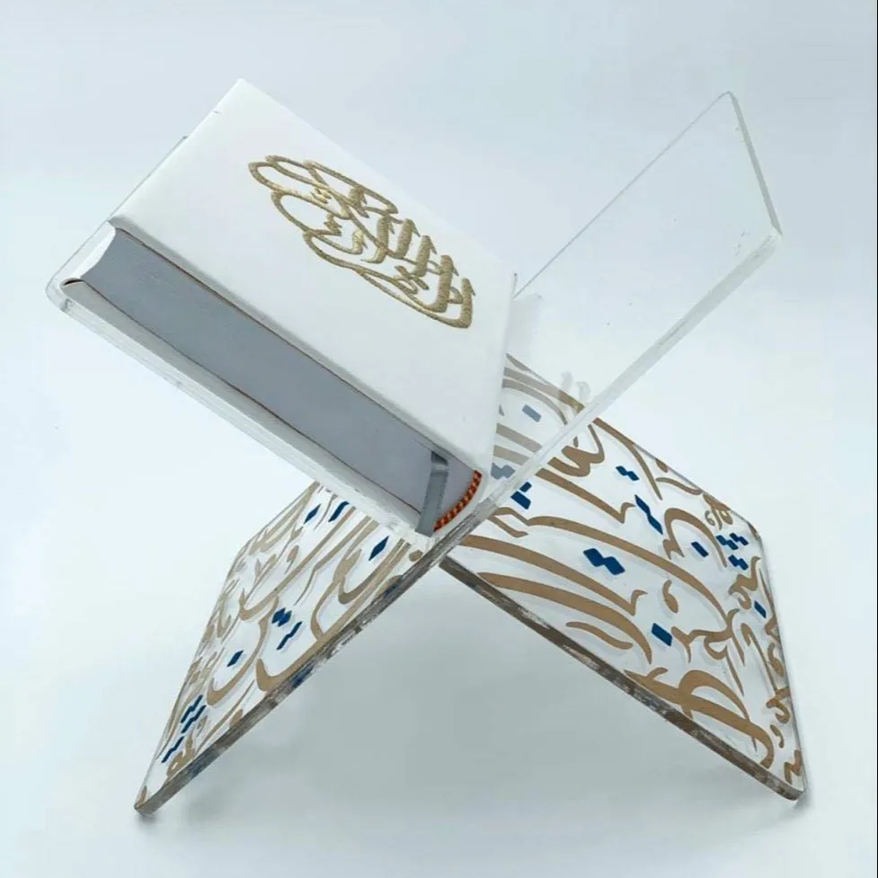 कस्टम फ्लैट खुले पत्रिका ट्रे धारक Tabletop स्पष्ट पुस्तक स्टैंड एक्रिलिक कुरान धारक