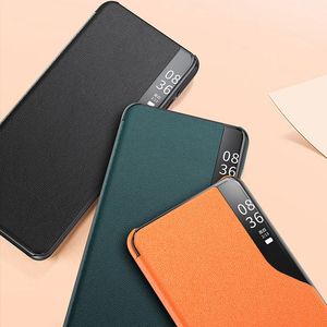 商务PU真皮手机壳翻盖智能后视镜车窗手机后盖适用于小米翻盖 - Product Image 5