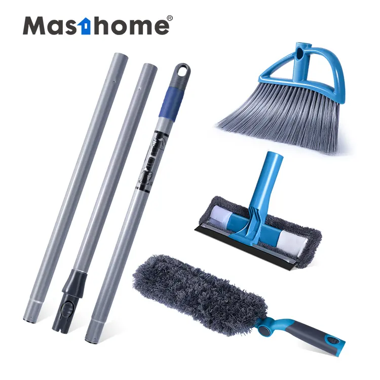 Masthome Manufacturer Cleaning Tool 3 In 1 Multipurpose Pole Soft Microfiber Duster Window Squeegee Broom Set Cleaning Duster