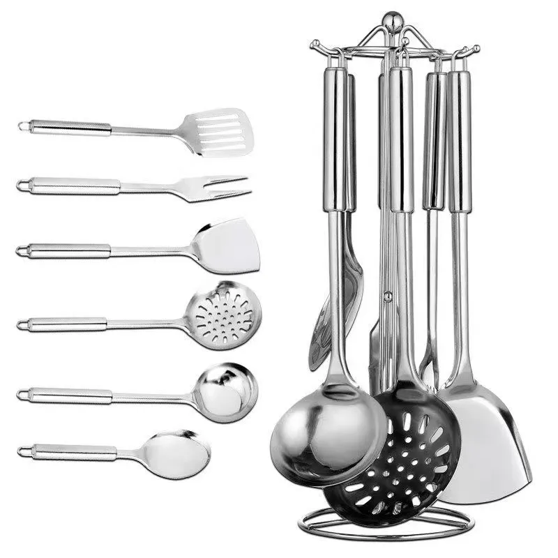 Vente chaude ensemble d'ustensiles de cuisine en acier inoxydable antiadhésif/poignée halow ustensiles de cuisine/outil cuisine accessoires de cuisine maison