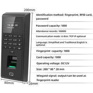 Sistema de control de Acceso a puerta inteligente, kit de teclado 125, reloj de tiempo del usuario, huella dactilar, RFID, 1000 Khz, TCP/IP - Product Image 4