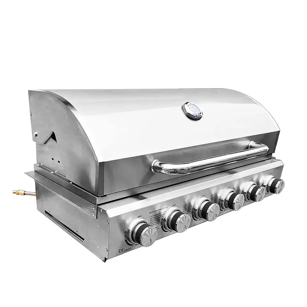 Barbecue Grill intégré de cuisine de qualité supérieure, pour les poules, en acier inoxydable, 6 brûleurs, BBQ d'extérieur, au charbon de bois, nouveauté