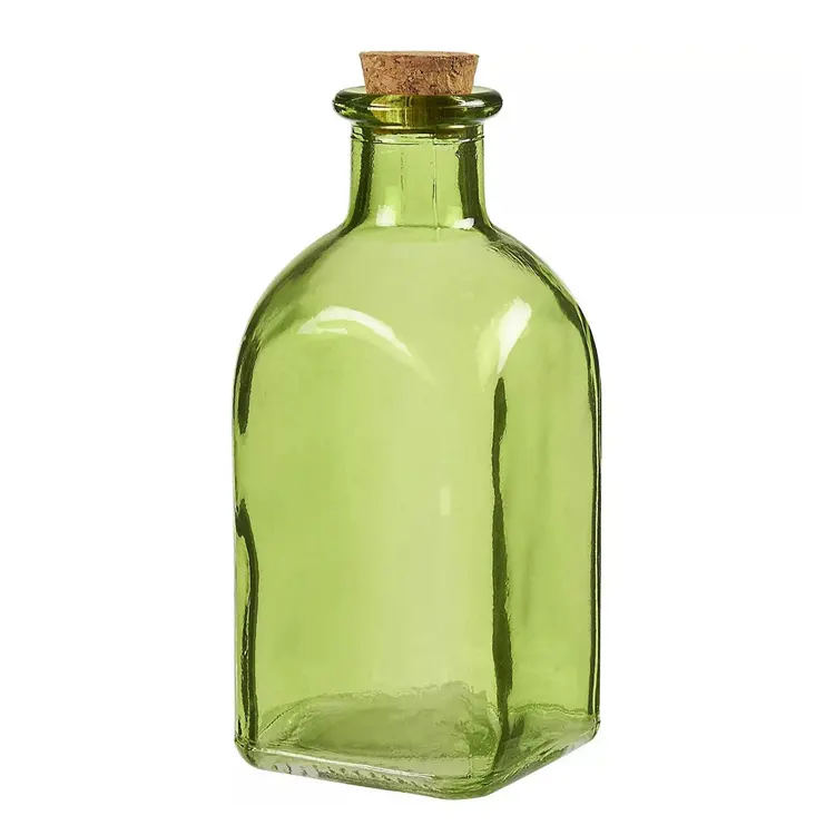 Vente en gros de bouteille carrée en verre d'huile d'olive vert foncé pour huile de cuisson Bouteille d'huile d'olive de cuisine en verre