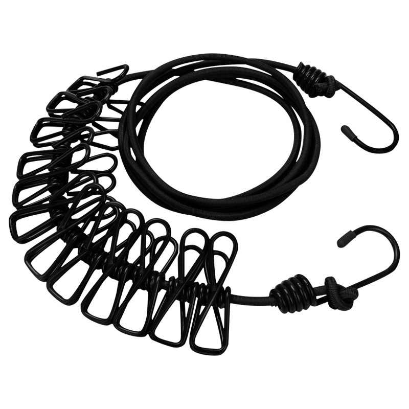 Corde à linge de 18 m avec 12 pinces noires