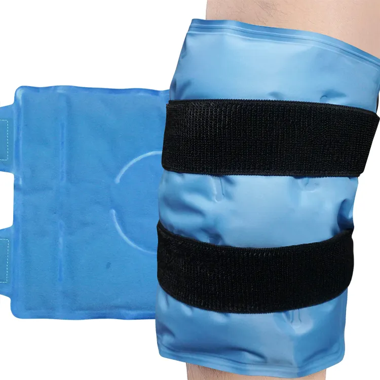 Nuevo material Rodilla Paquete de hielo Rodillera flexible Soporte Brace Wrap con paquete de gel de hielo para terapia de frío caliente