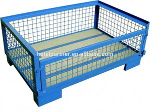 Jaula de almacenamiento de malla de alambre de acero resistente Caja de almacenamiento de metal apilable Contenedor Estante de equipo de almacén - Product Image 6