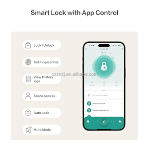 ידית נעילת דלת חכמה עם טביעת אצבע עם בקרת אפליקציית WiFi (Tuya) לדירות ומשרדים - Product Image 3