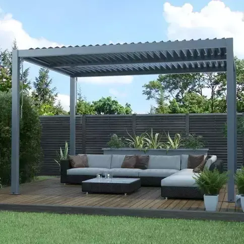 Offre Spéciale kit de toit à persiennes bioclimatique personnalisé gazebo de jardin en aluminium pare-soleil en arc motorisé pergola en aluminium étanche