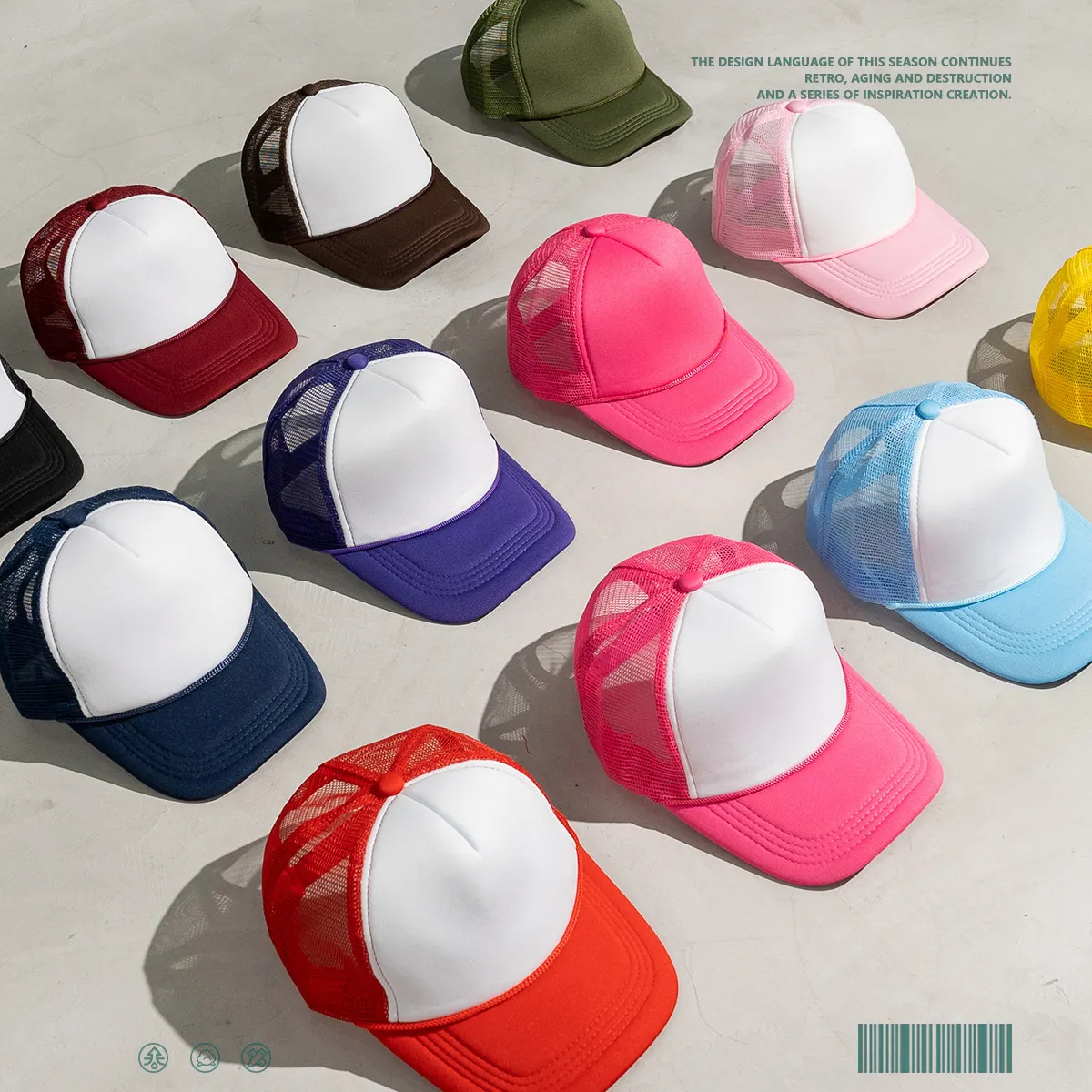 SHINBENE Custom Basic Casual Caps Kids Mesh Sunshade Truck Hat Gorra de béisbol unisex ajustable