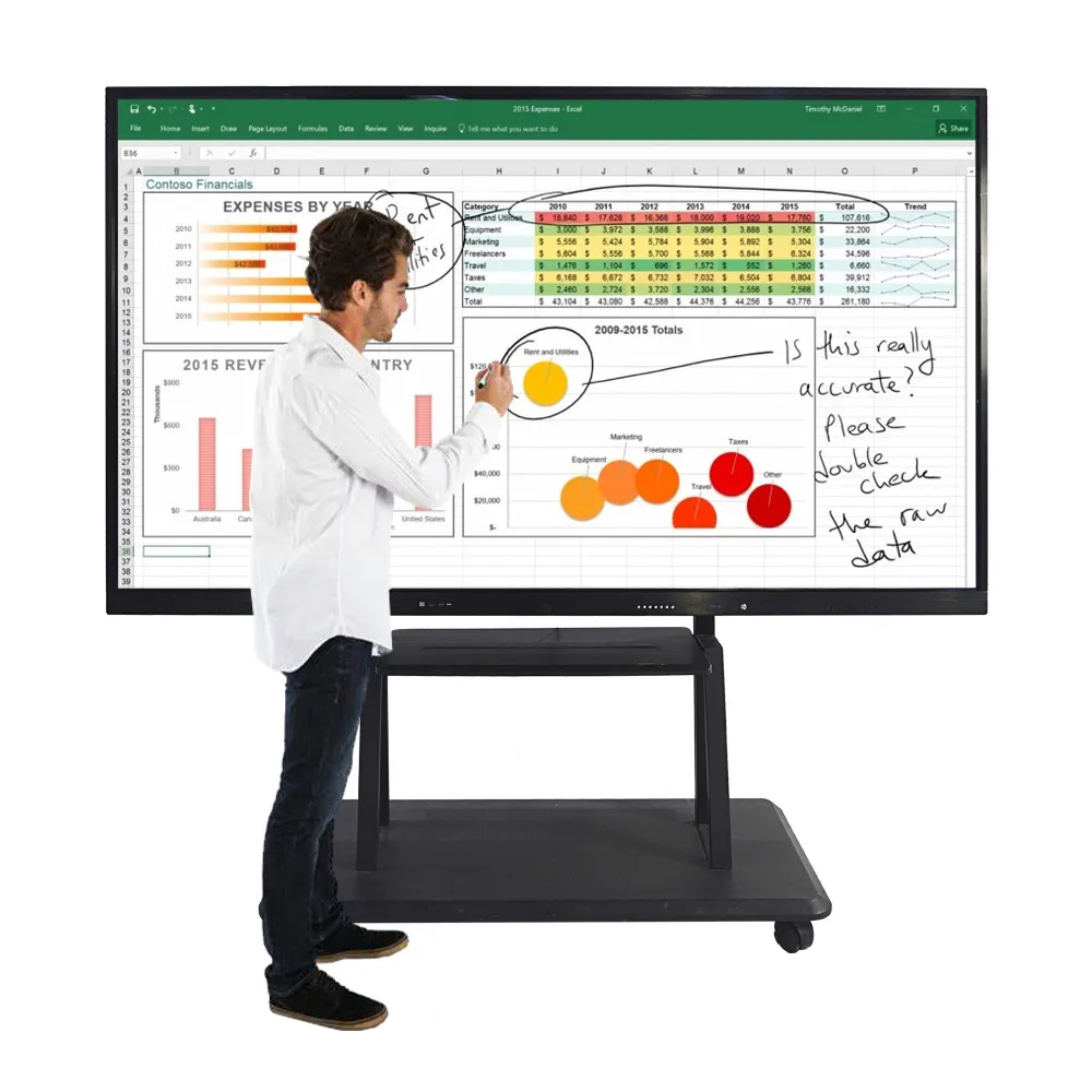 Papan Tulis Layar Interaktif Sekolah 55 Inci Murah Papan Pintar Digital Panel Datar untuk Ruang Kelas