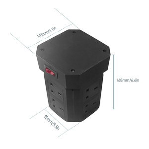 Interruttore di sovraccarico della presa di estensione della torre Standard del Regno Unito 2 USB-A 1 porta di tipo C 8 prese per rete NFC cavo 5m presa da tavolo - Product Image 2