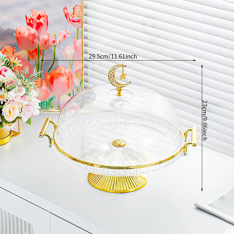 Transparent X-shaped disc with feet, PET lid, moon and star