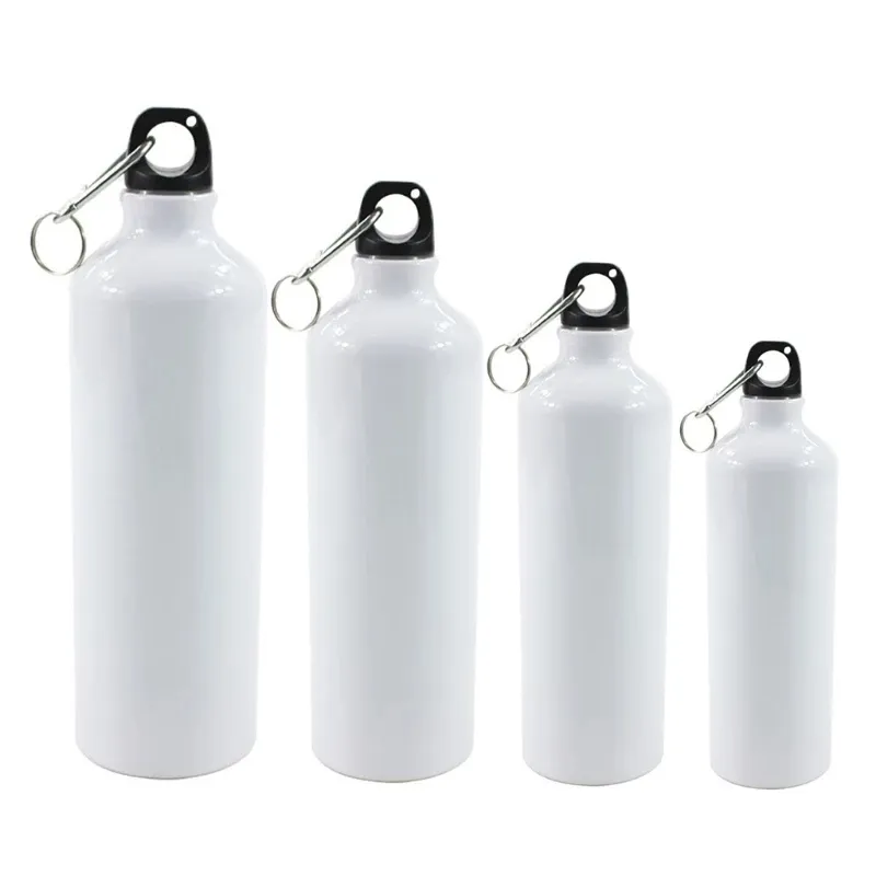 Bouteille de sport en aluminium blanc à Sublimation, 400 500 600 750ml, avec vis