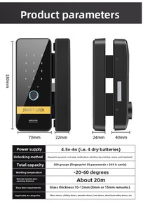 Akıllı anahtarsız giriş kilidi-anti-hırsızlık RFID/kart/kod erişim için cam/ahşap ofis kapıları - Product Image 5