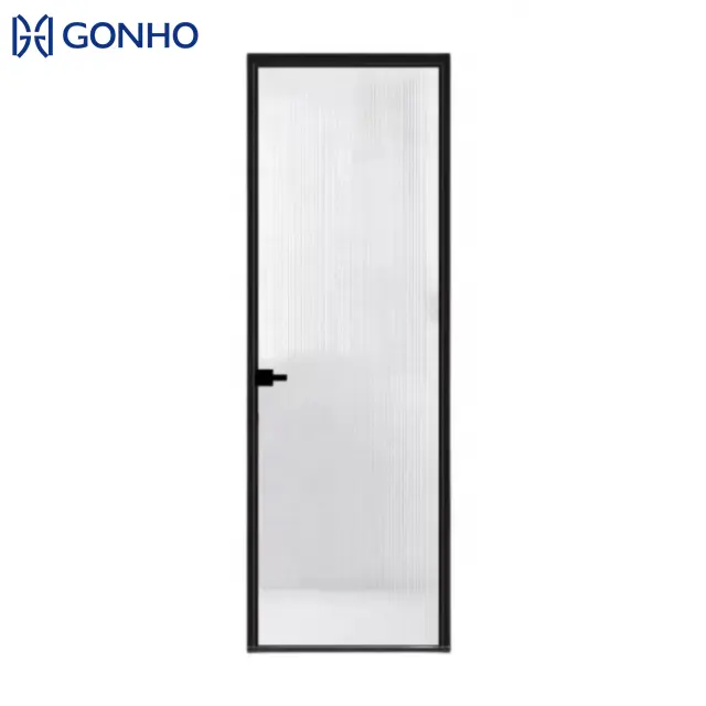 GONHO cadre ultra mince garantie 10 ans panneaux de porte coulissante en fibre d'aluminium porte battante sur rail monté au plafond