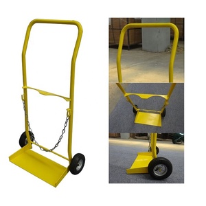 Steel Cylinder Trolley <strong>Welding</strong> <strong>Cart</strong> Gas Cylinder Holder Carrying Strong Twin Chain with Rubber <strong>Wheels</strong>