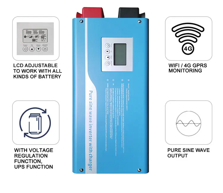 Güç sinüs dalgası saf tek fazlı hibrid 15kw 5000 watt pil ve fiyat ile hepsi bir enerji sistemi şarj güneş invertör